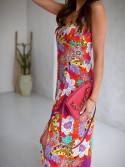 Summer midi dress with straps, orange 3183 - Online store - Boutique